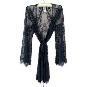 In Bloom by Jonquil Black Lace Robe